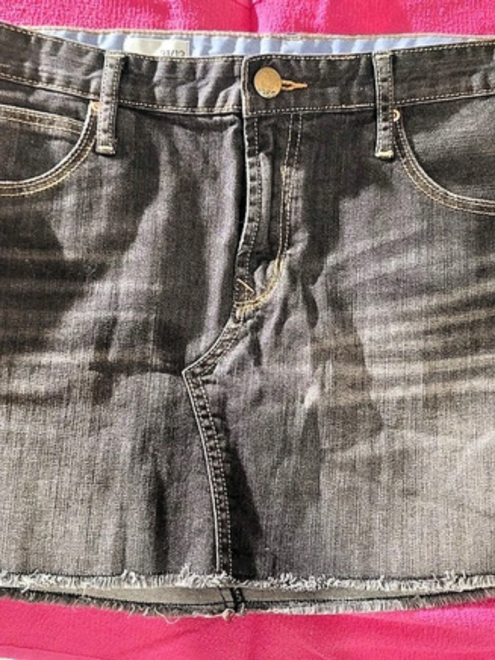 1969 Black Denim Mini Skirt Size 31 /12